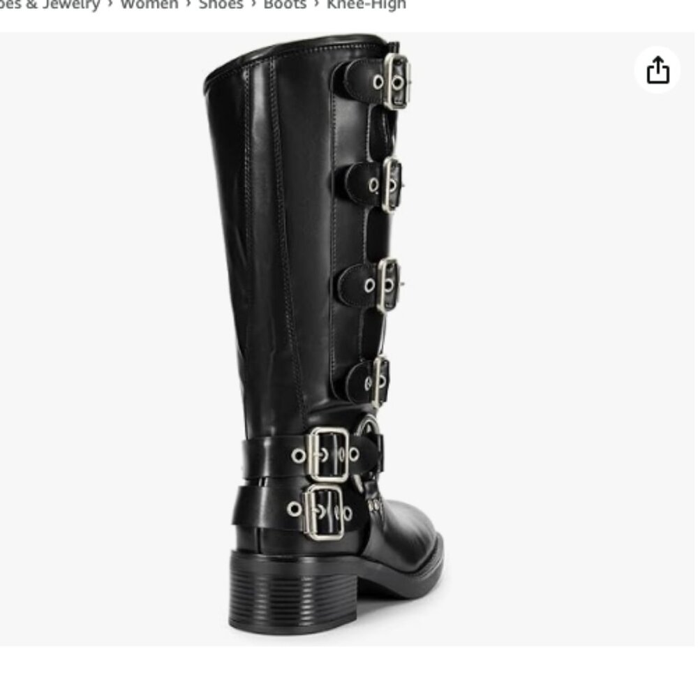 DREAM PAIRS Women's Knee High Riding Boots Slip On Motorcycle Boots Square Toe - Picture 4 of 6
